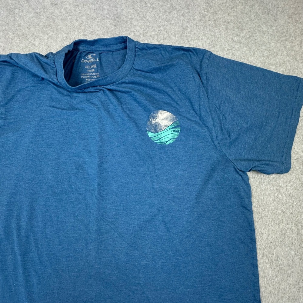 O'Neill Mens XXL Blue Heather Graphic Wave Logo Short Sleeve T-Shirt - Picture 2 of 5